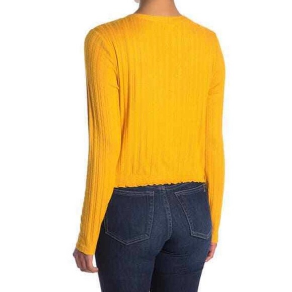 NWT Abound yellow Pointelle Knit Crop Sweater M - Picture 3 of 5